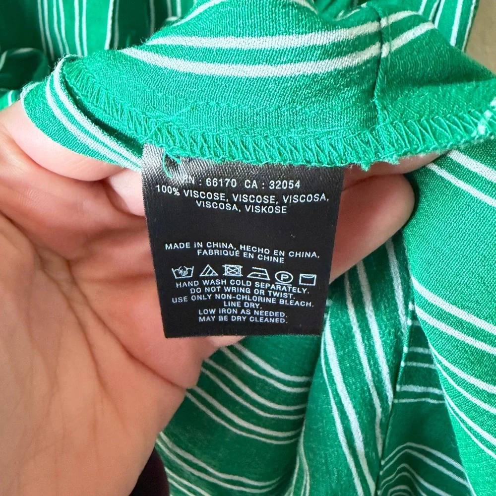 Maeve Anthropologie shirt dress green stripe button down belted size 2 nwt - Picture 6 of 7